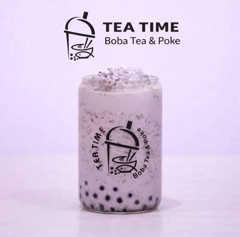 Oreo Ube Taro Snow Ice drink at Tea Time in Waco